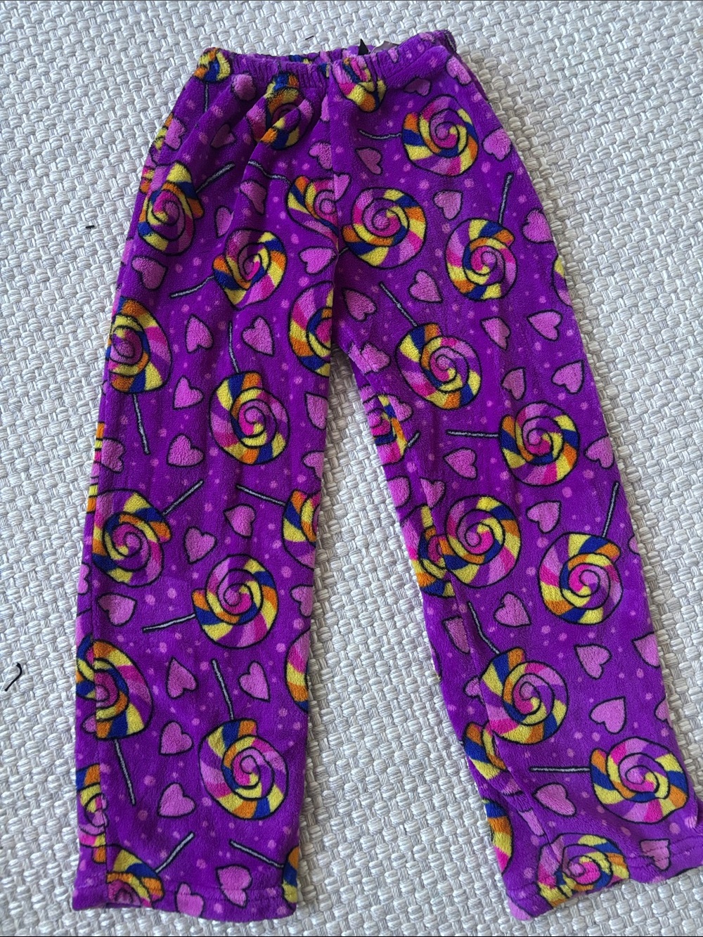 Purple Lollipop Print Kids Pajama Bottoms